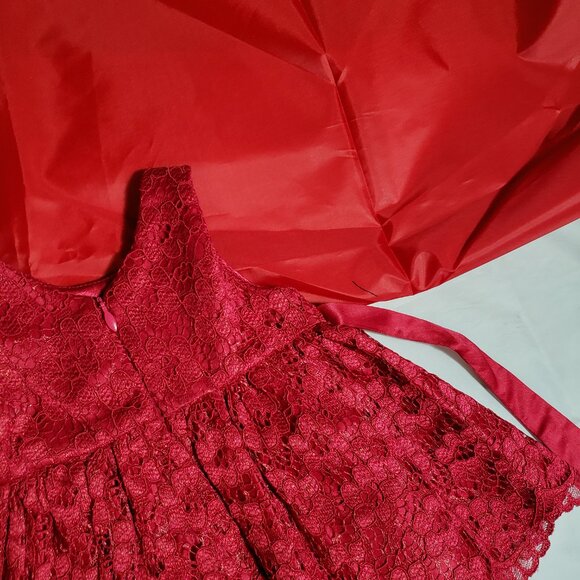 American Princess Embellish Party Dress Baby Girl 3 Mo Red Lace Textured Formal - Picture 8 of 9
